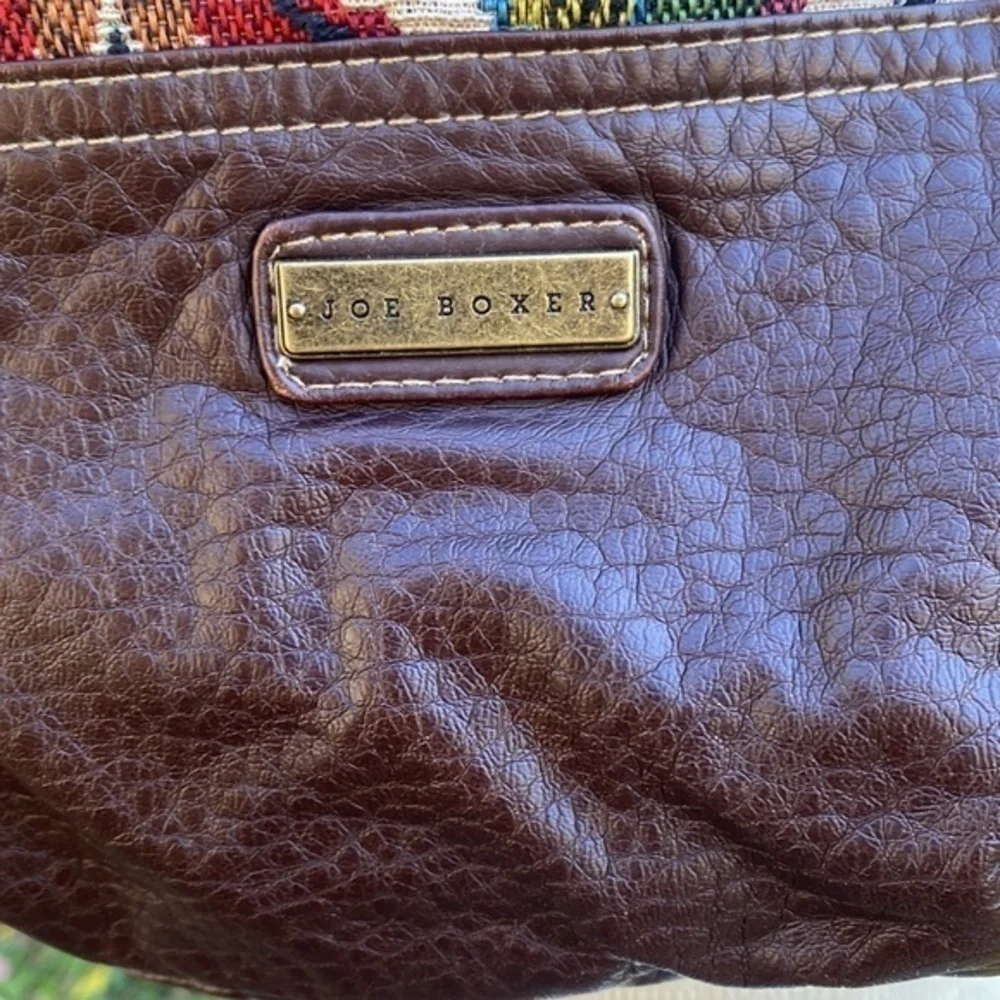 Joe Boxer Purse Floral Pattern Brown Leather medium size